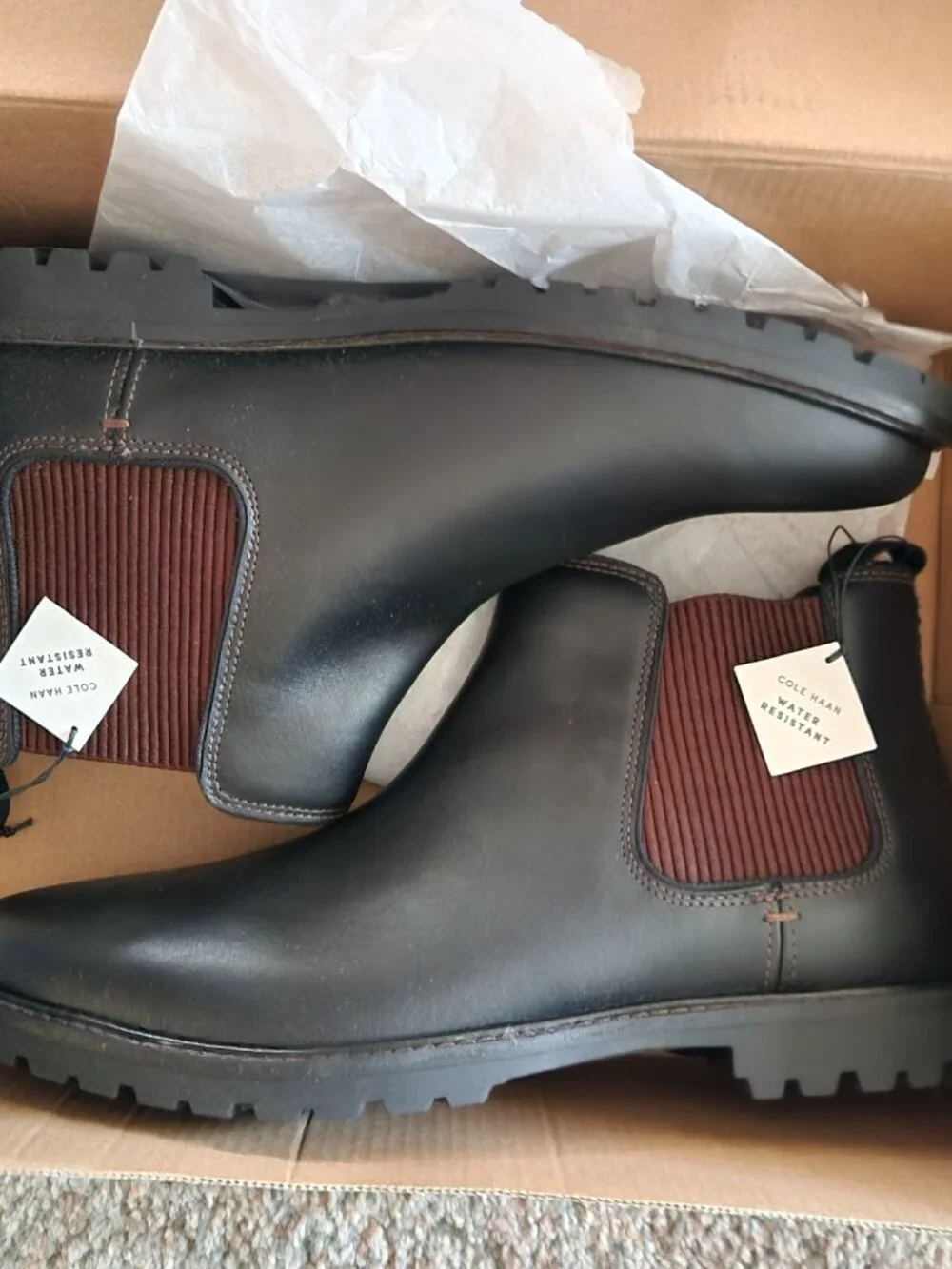 Cole Haan Midland Chelsea Boots. Black Leather. Size 9. Men's. NIB